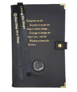 Big Book Regular Hardback – Serenity Prayer/Medallion Holder with Paperboard/Snap/Bookmark/Penholder/Metal Tips (Black) LDDGP0706