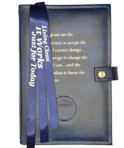 Triple Cover for 3 Reg Size Hardback Books. Pick 3: NA Basic Text(6th Ed), Traditions, It Works, Living Clean with Serenity Prayer/Medallion Holder(Blue)TDNA60701