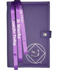 Triple Cover for 3 Reg Size Hardback Books. Pick 3: NA Basic Text(6th Ed), Traditions, It Works, Living Clean with NA Symbol/Medallion Holder(Purple) TDNA60908