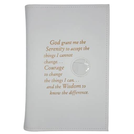 LARGE PRINT Paperback 12n12, Book Cover - Serenity Prayer/Medallion Holder & Paperboard (WHITE)TTGP0710